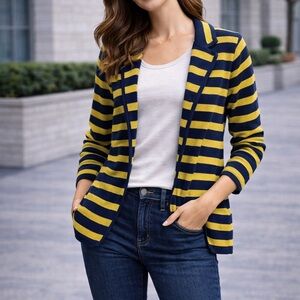 Audrey & Grace Yellow and Navy Striped Jacket